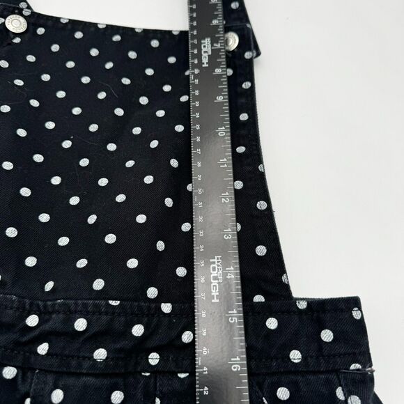 TOPSHOP MOTO Women's 4 Black White Polka Dot‎ Wide Leg Denim Overalls Pockets - Picture 8 of 10